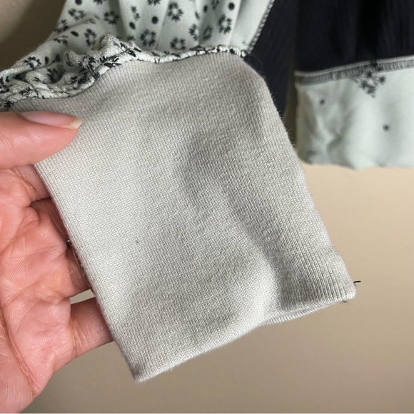 Free People Auxton Top Womens  Size Small Black Green Thermal Wrap BOHO Side Tie - Picture 3 of 7